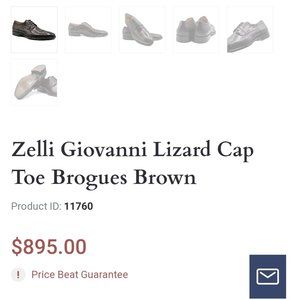 Zelli Giovanni Lizard Cap Toe Brogues Brown dress shoes